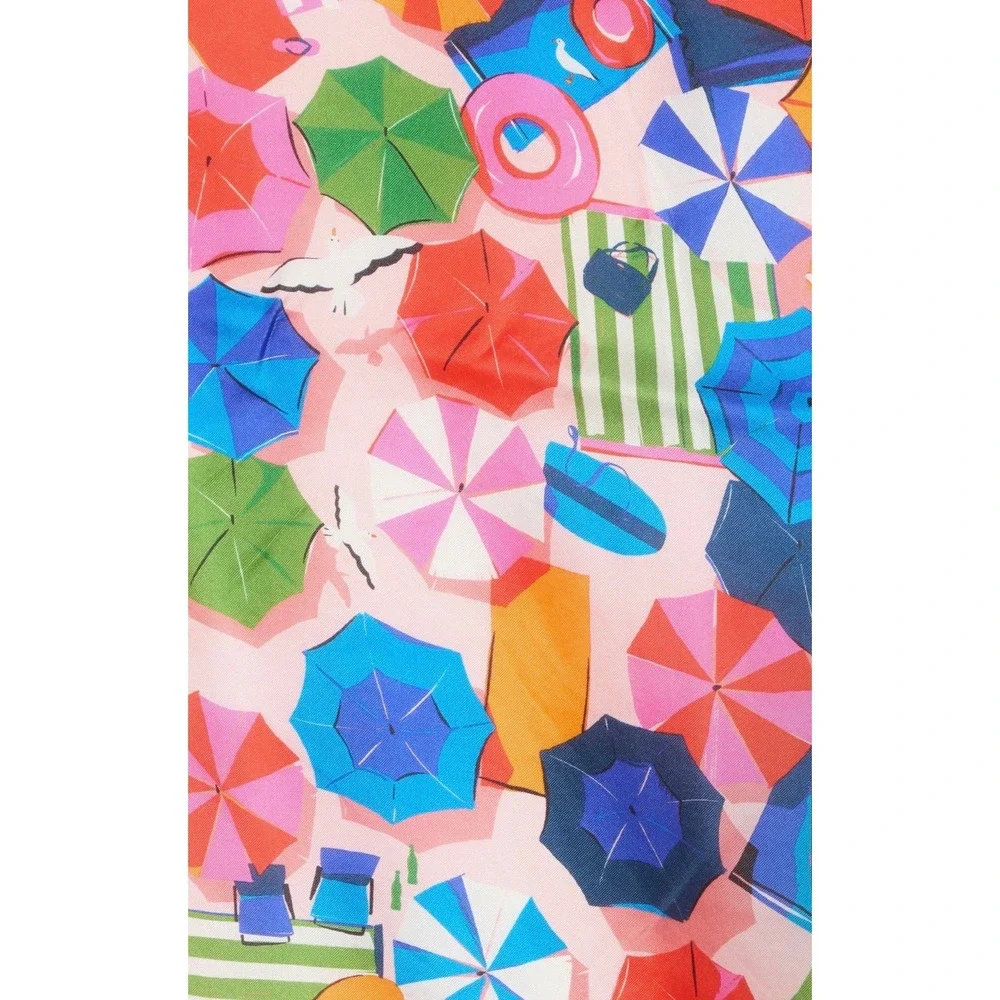 Kate Spade New York Pink Silk Beach Umbrella Print Bandana Scarf Neckerchief NWT